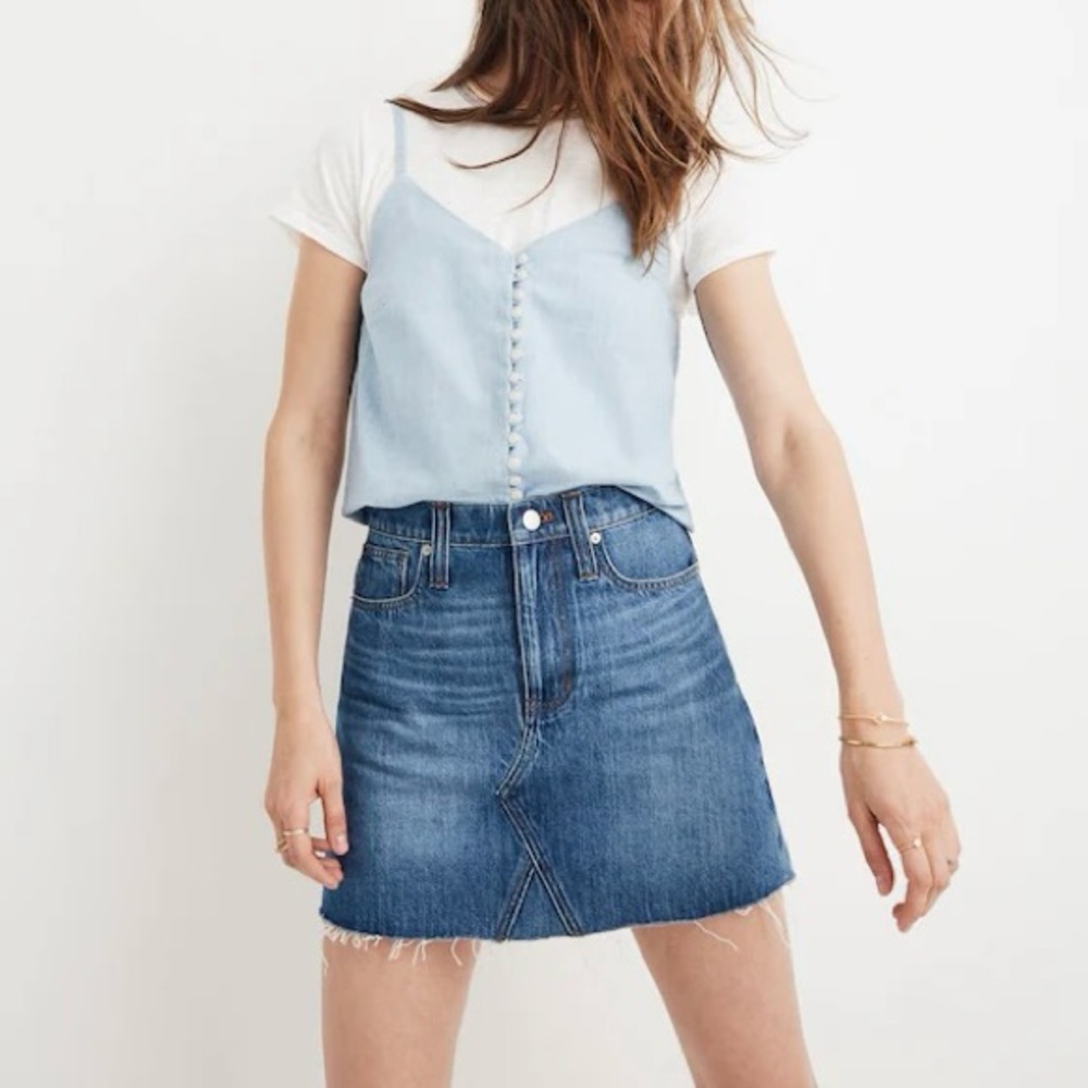 Madewell Rigid Denim Raw Hem Mini Skirt